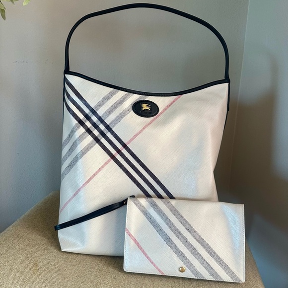 Burberry White and Black Plaid Shoulder Bag Set - Picture 1 of 6